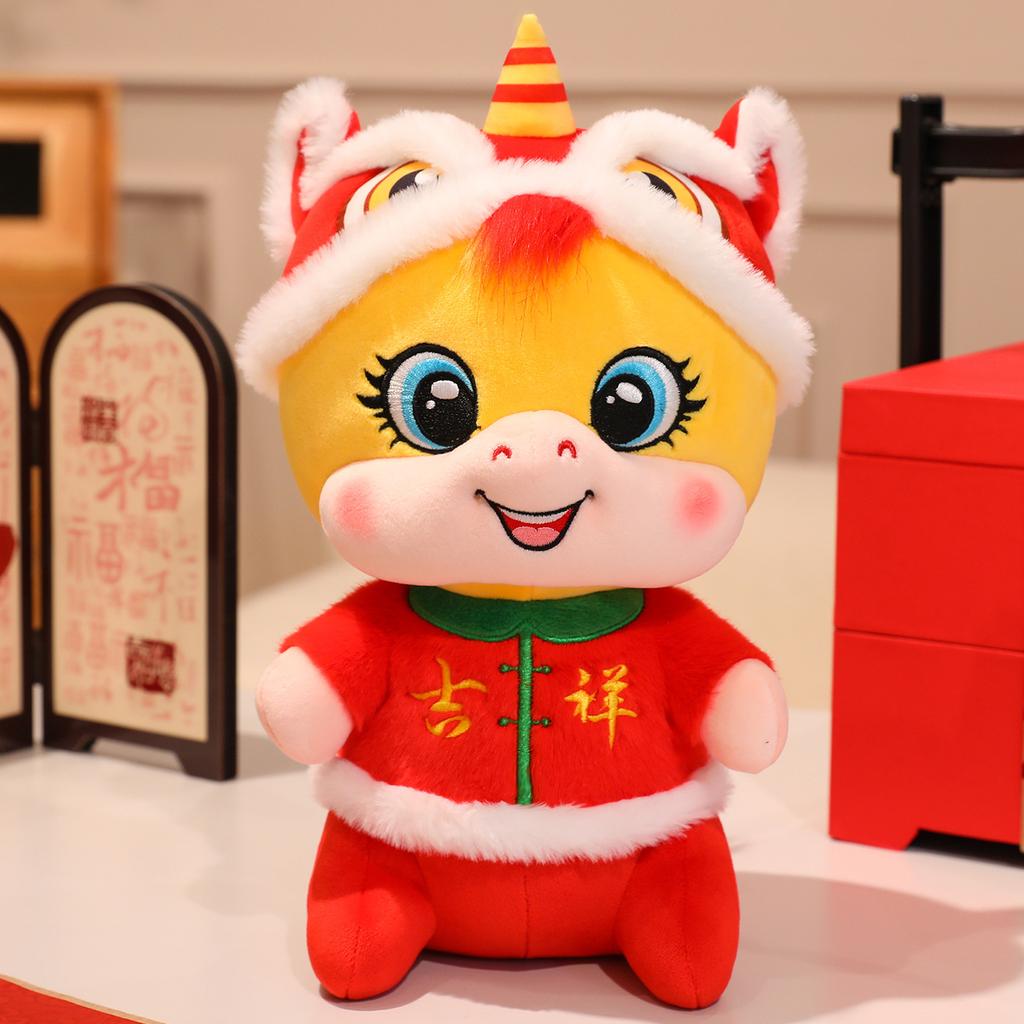 Auspicious lion dance horse doll Year of the Horse mascot zodiac plush toy Tang clothing horse cloth doll annual meeting gift