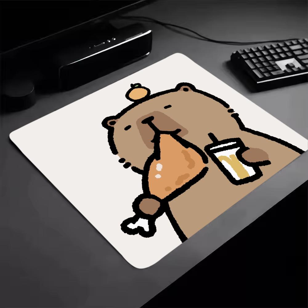 Kawaii Cartoon Capybara Mouse Pad Square Laptop Office Game Table Mats PC Gaming Rubber Anti-slip Mousepad Small Decor Desk Mat
