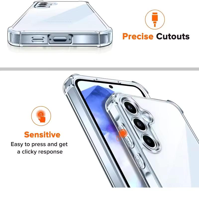 Противоударный силиконовый прозрачный чехол для телефона Samsung Galaxy S25 S24 S23 S21 FE S22 S20 S10 Plus Ultra A73 A55 A54 A53 A35 A14 M36 M54 Чехол с защитой камеры