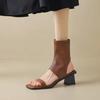 Женские сандалии в новом римском стиле однотонные женские летние сандалии с квадратным носком на толстом каблуке с открытым носком слипоны сандалии с высоким верхом