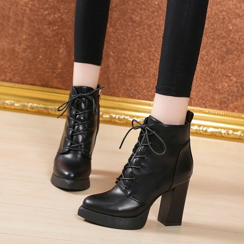 Fashion High Heels Women Shoes 2024 New Black Heels Platform Shoes Side Zipper Designer Shoes for Women Fashion Lacing Sexy Womens Heels