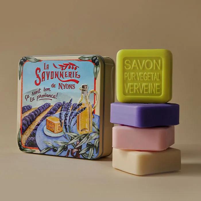 French Natural Signature Bar Soap 100g x 4 (Large Tin) Housewarming Gift Newlywed Gift