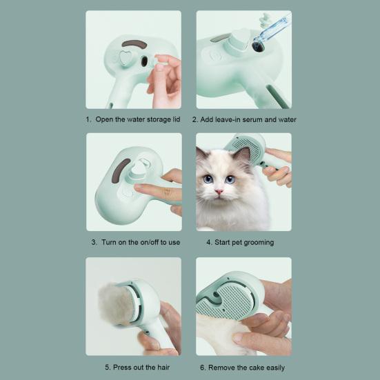 Паровая щетка для домашних животных, самоочищающаяся расческа для ухода за домашними животными с распылителем воды, перезаряжаемая паровая массажная щетка для удаления шерсти с кошек и собак