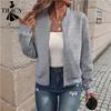 Женские модные повседневные куртки и пальто однотонные с принтом с длинным рукавом
