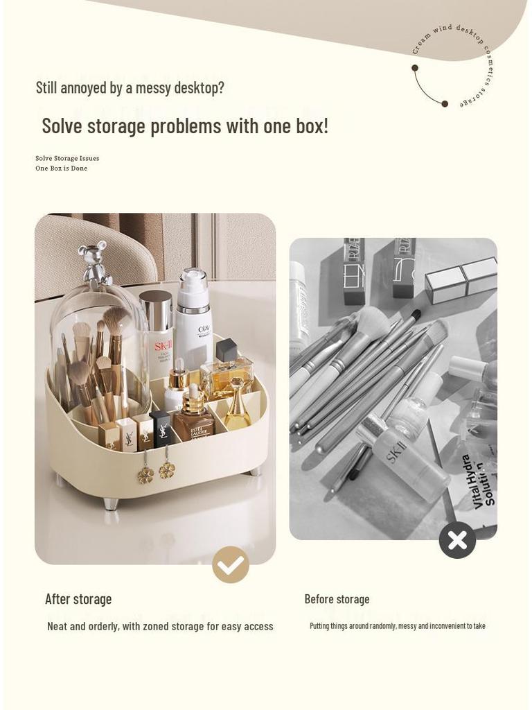 Коробка для хранения помады с пылезащитной крышкой для туалетного столика в ванной