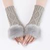 Ромбовидные Короткие Пушистые Перчатки Новые Осенне-Зимние Шерстяные Рукава для Женщин Накладные Рукава Вязаные Теплые Митенки Нарукавники на Запястье