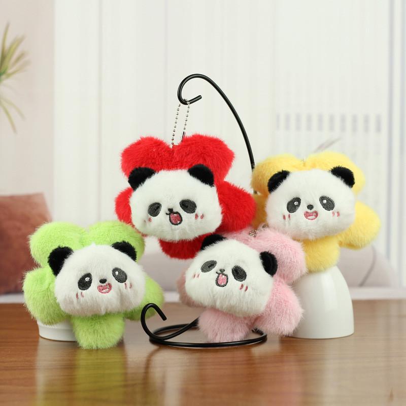 Cute Floral Panda Plush Pendant Ideal For Stylish Bag Charm Or Keyring Accessory
