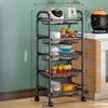 Kitchen Storage Rack Floor Standing Storage Rack with Wheel Microwave Shelf Cart Multifunctional Microwave Oven Vegetable Basket