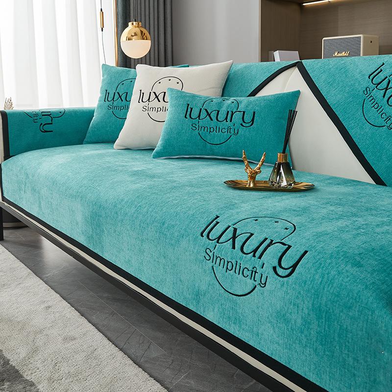 Подушка для дивана из синели, новый всесезонный легкий роскошный противоскользящий чехол, чехол на спинку, утолщенная подушка для сиденья