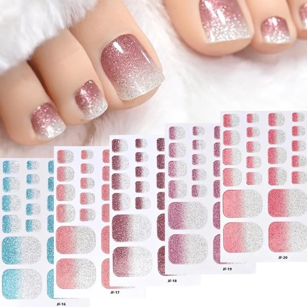 22tips/Sheet Waterproof Full Cover Nail Wraps Self Adhesive Toenail Decals Home DIY Nail Makeover