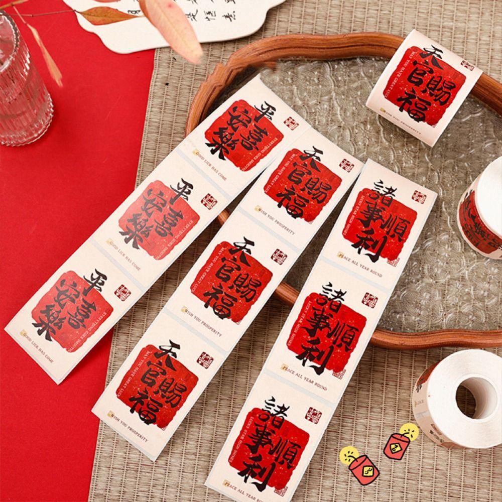 50/200PCS Lucky Happy New Year Stickers Multicolor Wrapping Decals Chinese New Year