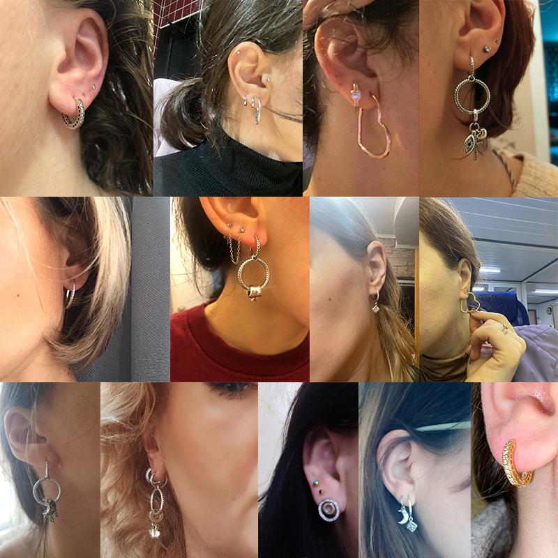 Серьги-кольца Hale SS925 из стерлингового серебра, сердце, семейное дерево, бант, синие серьги-бабочки, подходят для женщин