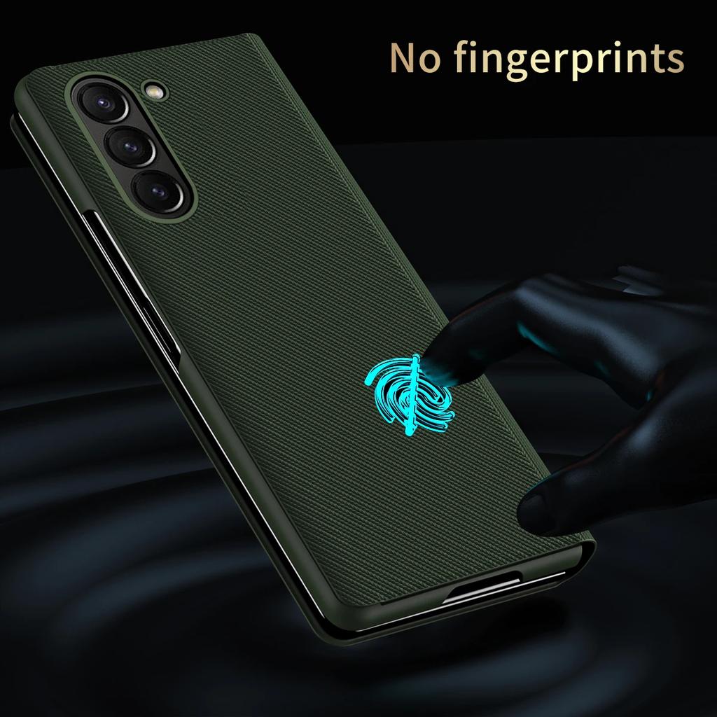 Anti-Fingerprint Luxury Leather Case for Samsung Galaxy Z Fold 6 5 4 5G Fold3 Fold5 Fold4 Fold 3 2 Fold2 Fold6 Cover Capa