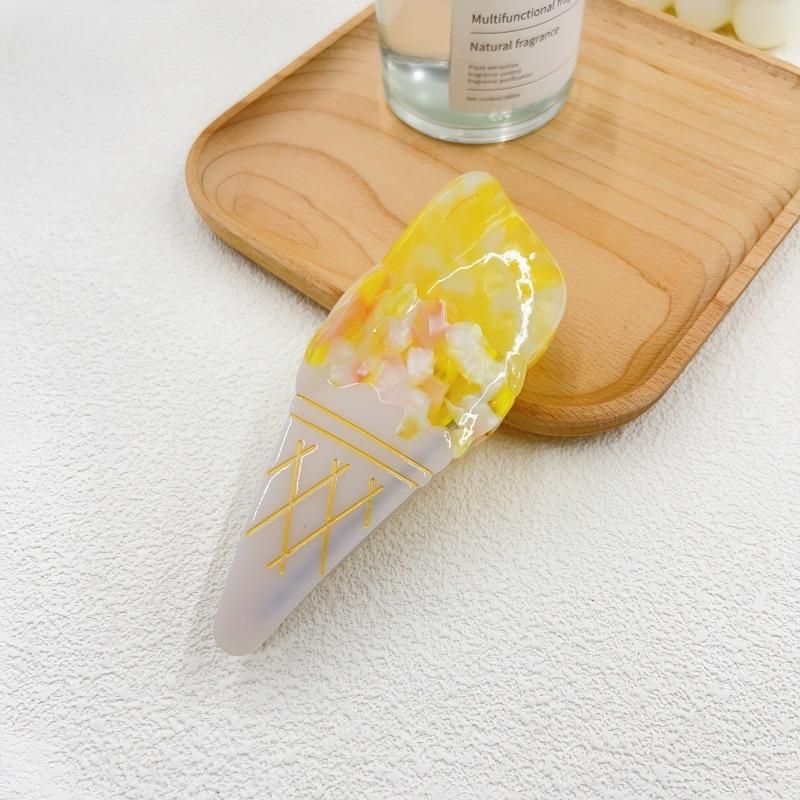 Korean Summer Ice Cream Hair Claw – Acetate Shark Clip, Creamy Cute Style for Beach & Everyday Hair Accessories
