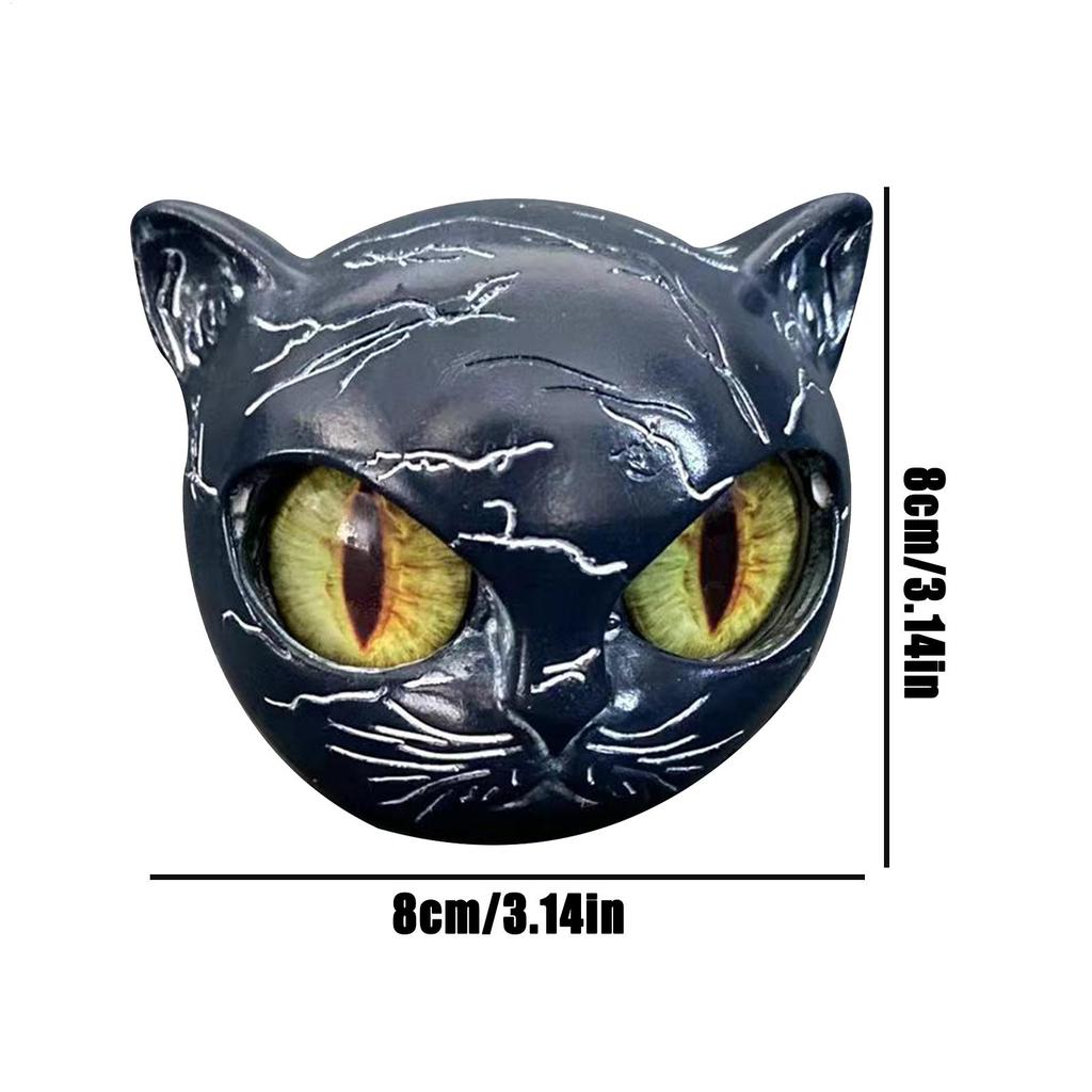 Black Cat Figurine Resin Cat Head Imitation Marble Texture Cat Stone Resin Cat Sculpture Halloween Ornament Cat Sculpture Craft