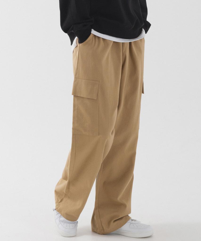 PIANER [2 Pack] String Wide Cotton Cargo Pants (5 Colors)