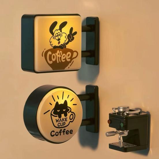 Coffee Lamp Refrigerator Magnet 3D Vintage Coffee Shop Light Fridge Magnet Cabinet Locker Whiteboard Decoration Coffee Lovers Gift