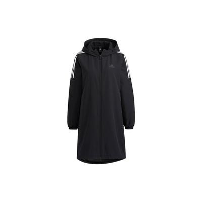 Длинная тканая куртка с капюшоном Женская верхняя одежда черного цвета HG1849