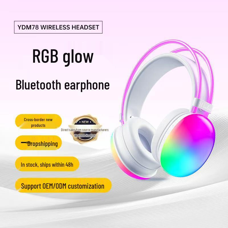 2025 YDM78 Полноразмерные Bluetooth-наушники с RGB-подсветкой и долгим временем работы от аккумулятора