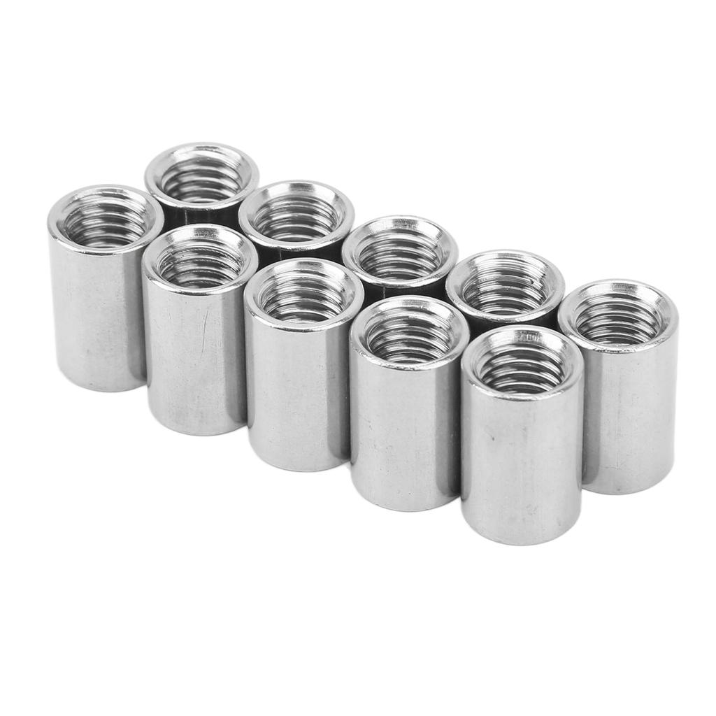 10 Pcs Round Connector Nut M10x1.5 L20mm Stainless Steel Female Thread Round Coupling Nuts Threaded