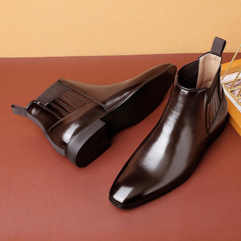 Модные мужские классические ретро-ботинки «Челси», мужские модные короткие ботильоны в британском стиле, мужские повседневные высокие кожаные туфли