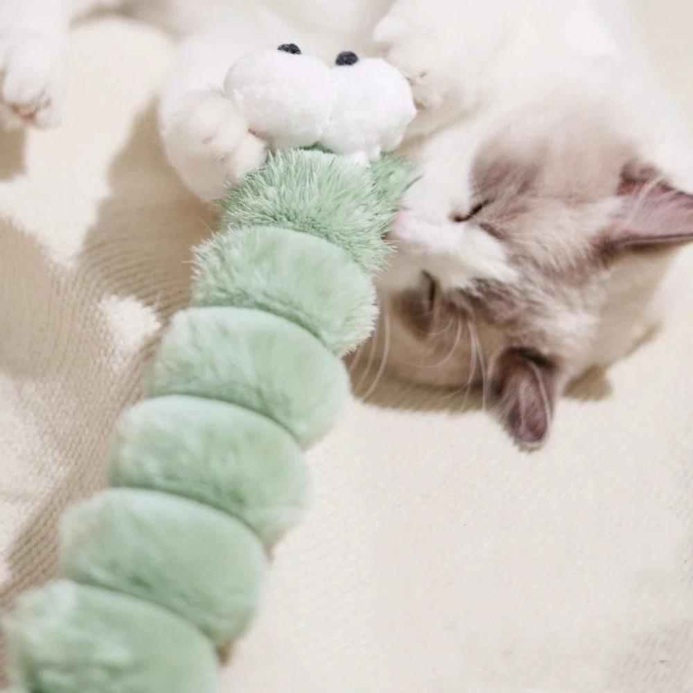 Плюшевая игрушка-грызун Caterpillar Cat, устойчивая к укусам и царапинам, интерактивная, для объятий, мягкая, комфортная, устойчивая к жеванию, игрушка-пиналка для кошек