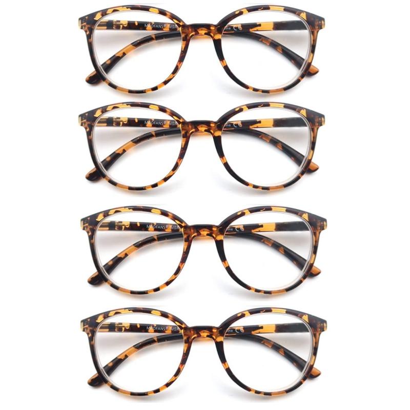 Round Reading Glasses Women Readers Eyeglasses Classic Frame Flexble Plastic Spring Hinge Lightweight Wear With Diopter +1.0~4.0