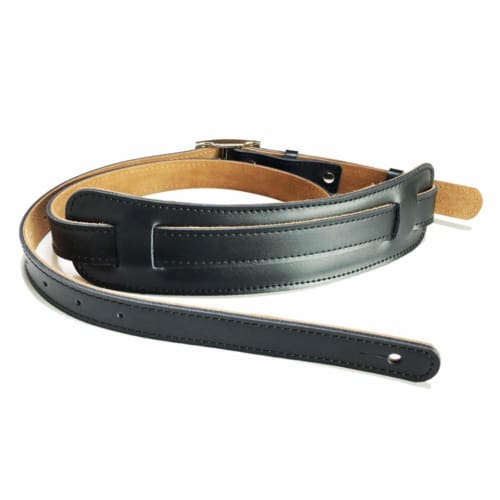 Durable Leather and Metal Buckle Electric Guitar Strap Belt Shoulder Pad Adjustable Vintage Guitar Strap - Black
