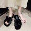 European Station Light Luxury Mao Mao Slippers Women's 2024 Autumn and Winter New Alphabet Comfortable One-word Drag Internet Celebrity Outer Wear Cot