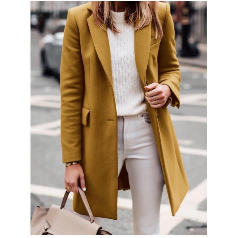 Осенне-зимнее длинное шерстяное женское пальто большого размера и пальто качественные товары