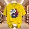 Yinyang Natureinspired Pattern Loose Tshirt Tree Design Moon And Flying Birds Printed Tshirts Nature Lovers And Outdoor Tops