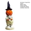 Halloween Smiling Pumpkin Man Statue Spooky Wizard Hat Pumpkin Holding