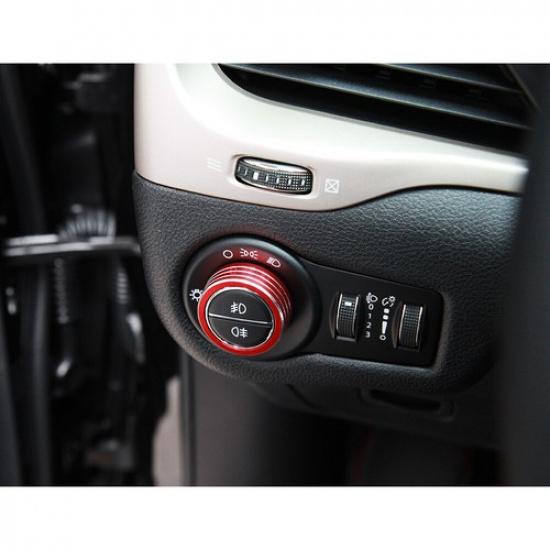 Red Headlight Switch Knob Ring Trim Cover for Jeep Cherokee 2014+/Renegade 16+