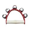 Wrist Shaking Bell 5 Bells Wooden Handle Handheld Sleigh Bell for Kindergarten Education Red