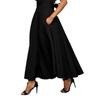 2025 Spring New Women's Solid Color Ankle-Length Skirt with Waist Tie - Flared A-Line Maxi Skirt Half Skirt Solid Strappy Ankle Waist Long Skirt