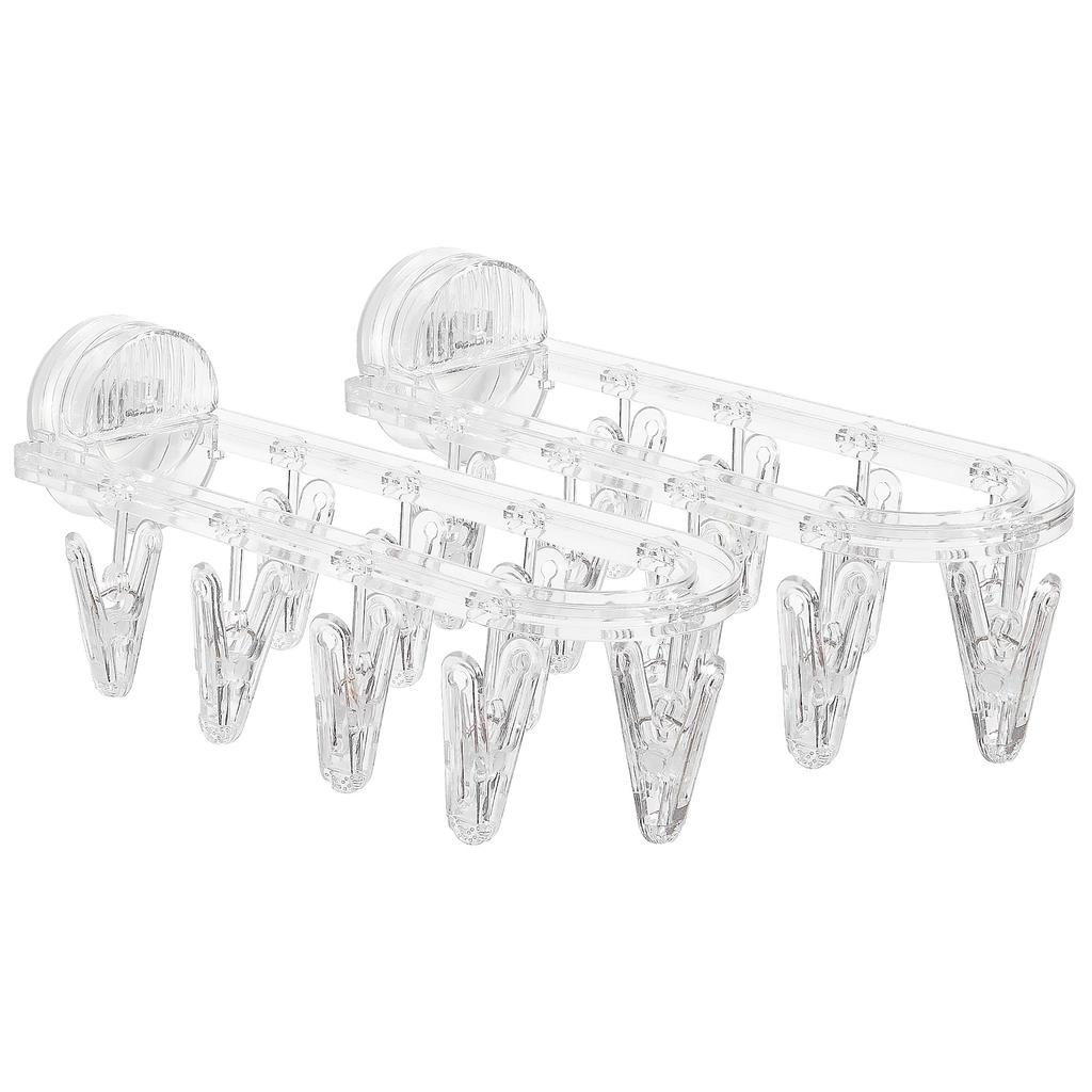 Сушильная стойка для белья, складная вешалка для белья с 9 зажимами, настенные присоски, прищепки для носков, перчаток, полотенец