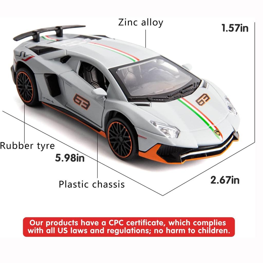 1:32-масштабная модель автомобиля Lambo LP780, игрушечный автомобиль из цинкового сплава со звуком и светом для детей, мальчиков и девочек