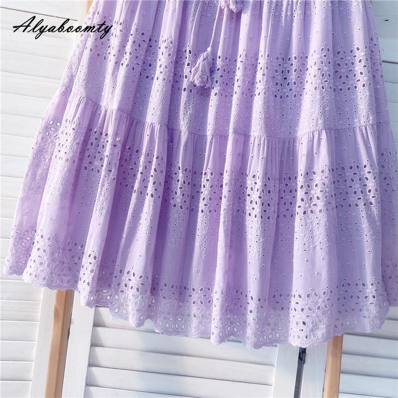 Весна-лето Женская милая юбка с высокой талией, фиолетово-зеленые юбки с кисточками, ажурные элегантные женские шикарные юбки