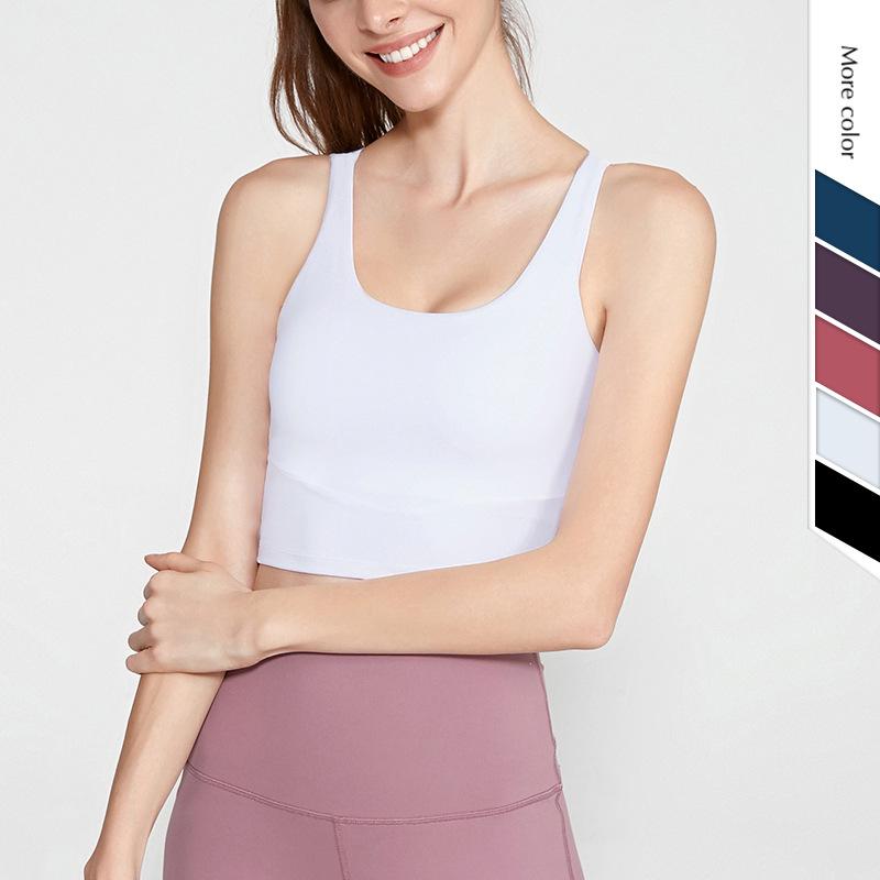 Sports Underwear Breathable Summer Cross Yoga Vest Thin Shoulder Strap Crop Top Solid Color Running Sportswear Women