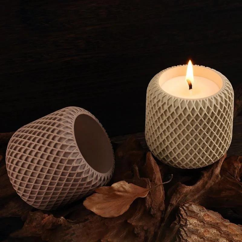 Необычная банка для свечей, силиконовая форма, круглая сетка, кашпо, поделки, изготовление гипсовых бетонных ящиков для хранения, литейные формы, домашний декор