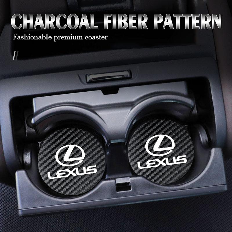 AAPH1 2026 Hot Interior Stickers 2Pcs Car Coasters Water Cup Mats Waterproof Slot Pads For Lexus F SPORT GS GX IS LS LX CT LC RC LBX N