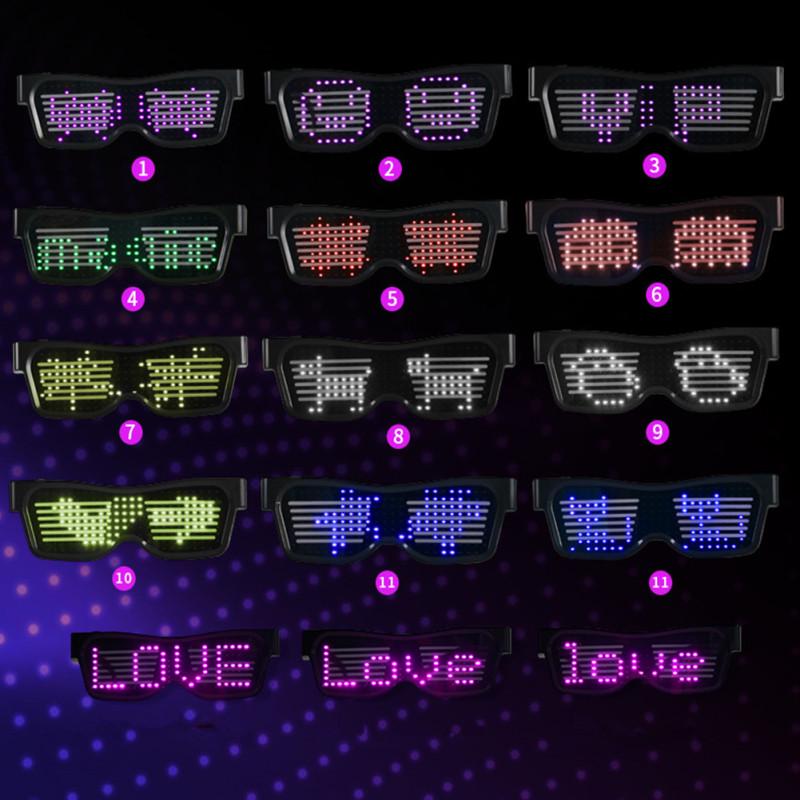 Светодиодные волшебные USB-зарядные очки DIY App Control Bluetooth светящиеся очки для вечеринок