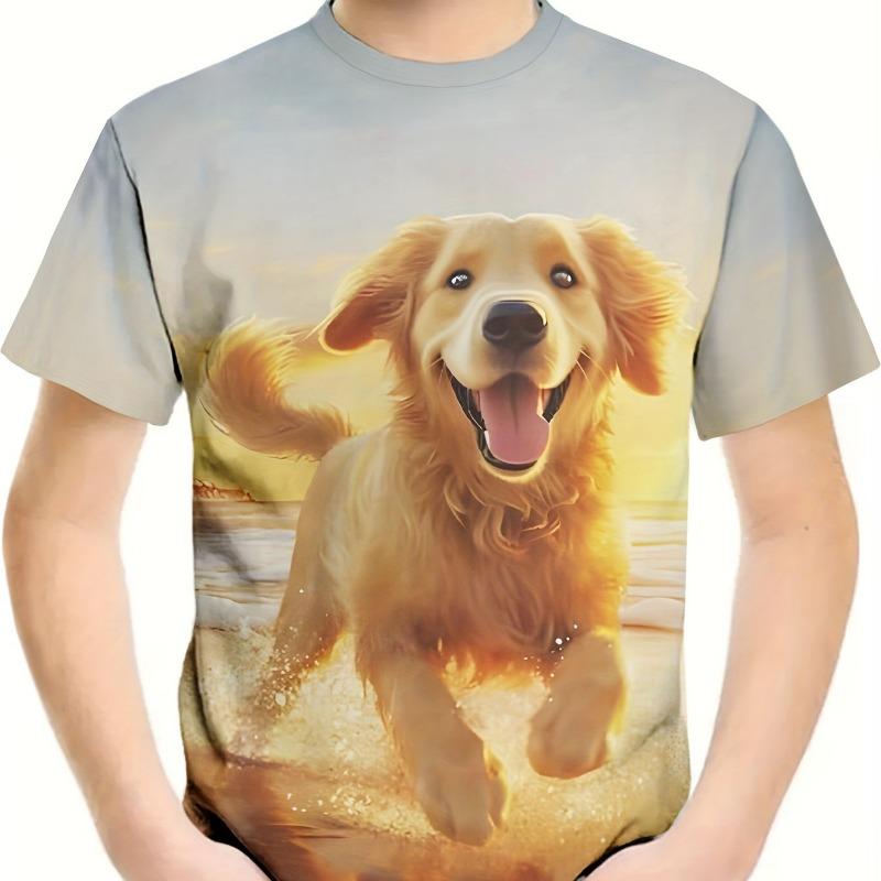 Детская одежда Футболка для мальчиков с коротким рукавом и принтом 3D-собаки Детская летняя одежда Креативная стильная уличная одежда с круглым вырезом Одежда для девочек