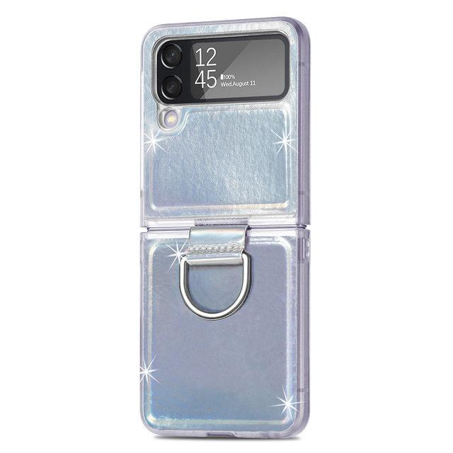 Для Samsung Galaxy Z Flip 4 Роскошный чехол Aurora с цветным кольцом для девочек и женщин с лазерным градиентом, мягкий чехол TPU с защитой от падения