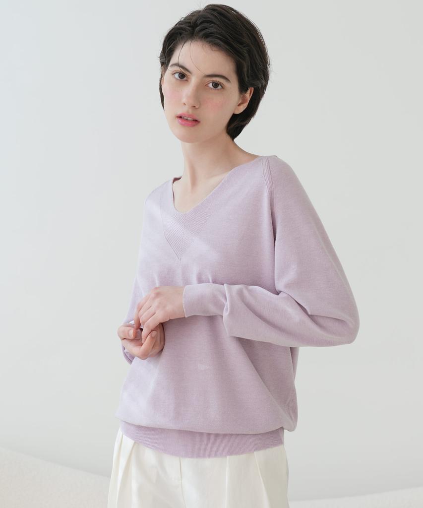 Baseukala Вязаный свитер с V-образным вырезом и рукавами реглан (6colors)