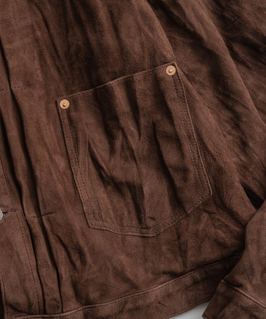 BEHEAVYER Washed Goatsuede Type-1 Jacket Chocolate