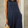 Fashion Jumpsuit Solid Color Loose Women Shoulder Strap Pockets Romper for Daily Wear