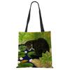 Cute Cat Flower Painting Print Womens Designer Tote Bags Women Handbag Large Shopping Bag Foldable For Groceries CLE