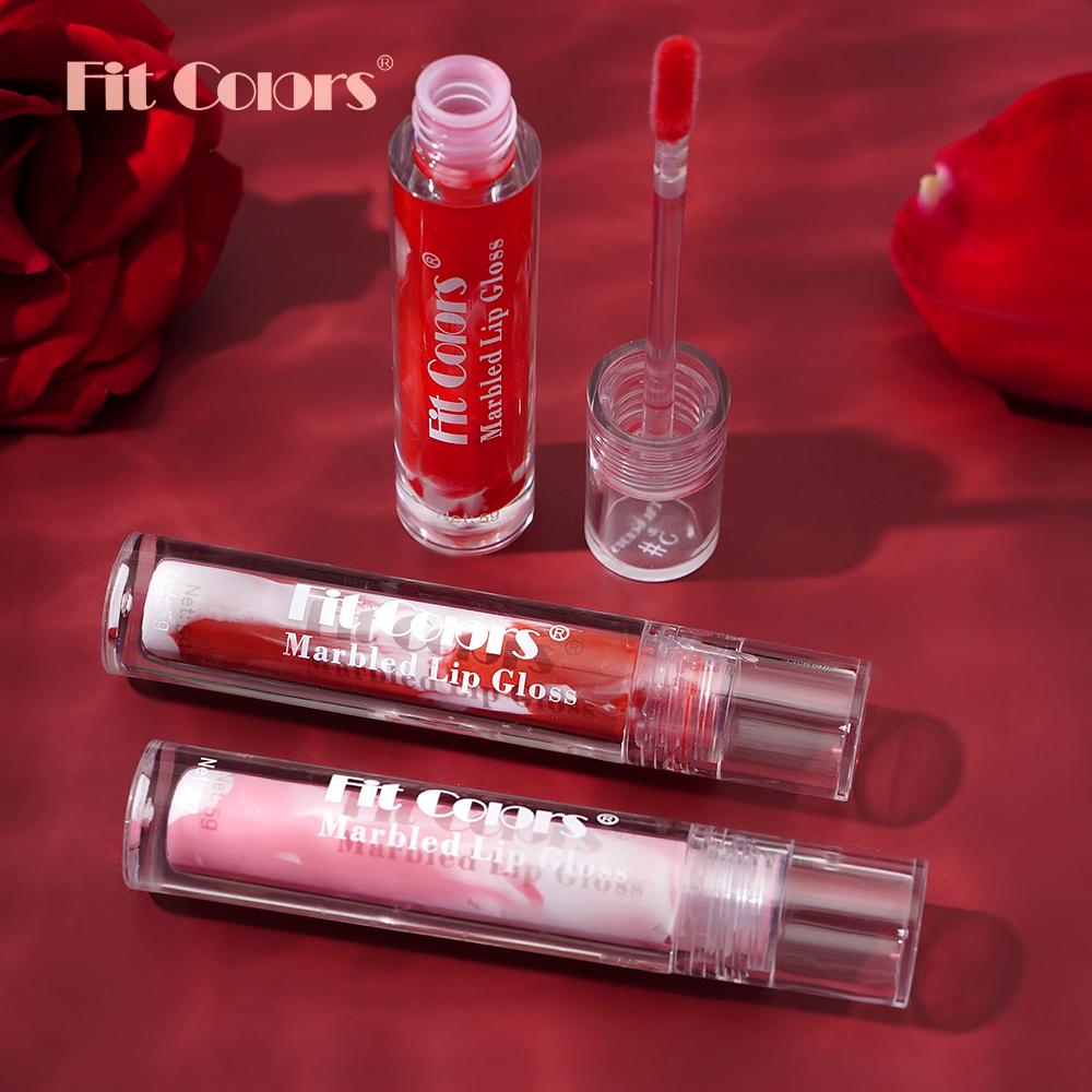 Блеск для губ Fit Colors с мраморным эффектом, 5 ярких оттенков, Увлажняющая стойкая жидкая помада, Нелипкая формула