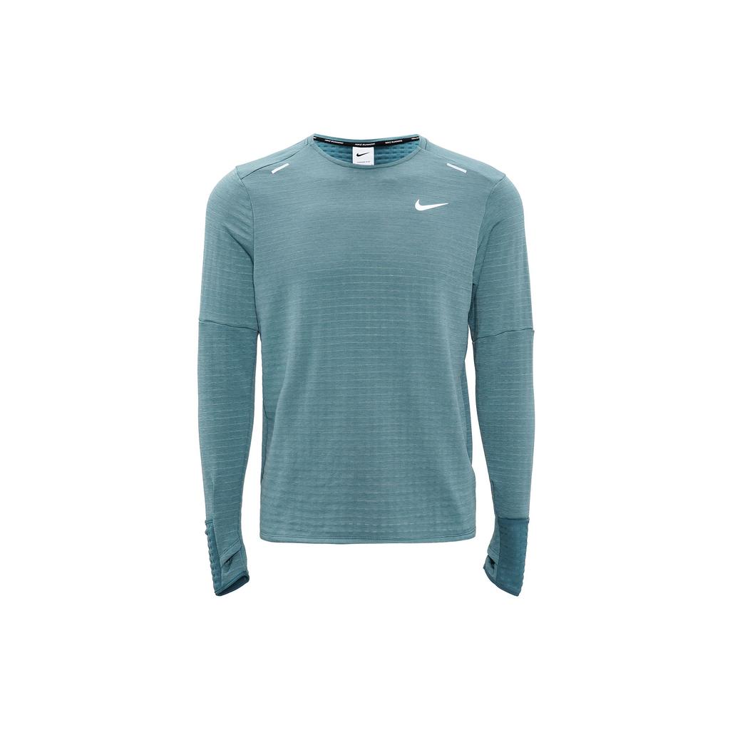 Nike Сплошной цвет для тренировок, спортивная футболка с круглым вырезом и длинными рукавами, мужские топы, сине-серые DD5650-058